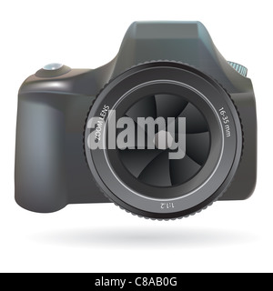 Appareil photo reflex numérique isolated on white Banque D'Images