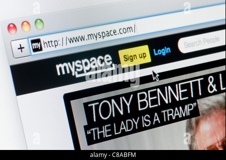 De près de l'logo MySpace comme vu sur son site web. (Usage éditorial uniquement : -Print, télévision, e-book et le comité éditorial du site). Banque D'Images