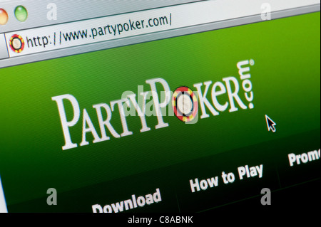 Gros plan du logo de Party Poker comme vu sur son site web. (Usage éditorial uniquement : -Print, télévision, e-book et le comité éditorial du site). Banque D'Images