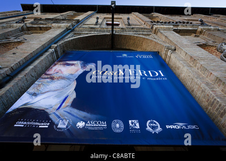 Affiche publicitaire de Verdi evénements dans Parma, Italie Banque D'Images