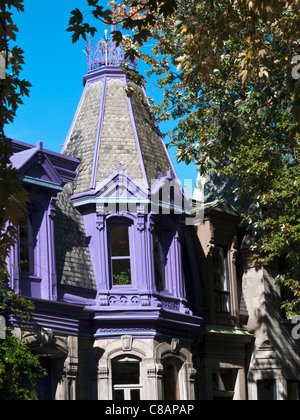 Maisons victoriennes colorées au Saint Louis, Montréal Banque D'Images