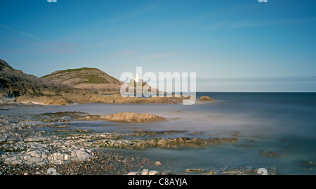 Mumbles (Phare longue exposition), Mumbles, Swansea, Wales, UK Banque D'Images