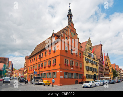 Les échevins's Inn (Gustav-Adolf House), le marché du vin (Weinmarkt), Dinkelsbühl (Dinkelsbuehl), Route Romantique, Bavière, Allemagne Banque D'Images