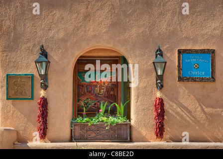 Entrée à l'Inn of The Five Graces, à l'Est de Vargas Street, Santa Fe, New Mexico, USA Banque D'Images