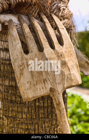 Fourchette en bois ancien de type méditerranéen Banque D'Images