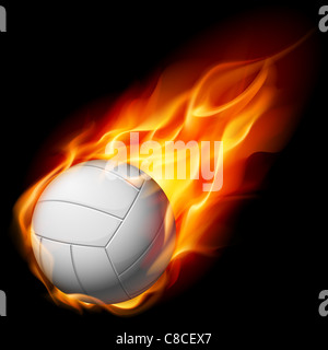 Fire volley-ball. Illustration sur fond blanc Banque D'Images