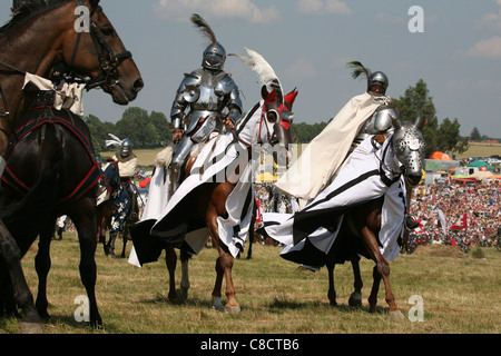 Reconstitution de la bataille de Grunwald (1410) dans le Nord de la Pologne. Banque D'Images