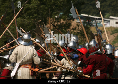 Reconstitution de la bataille de Grunwald (1410) dans le Nord de la Pologne. Banque D'Images