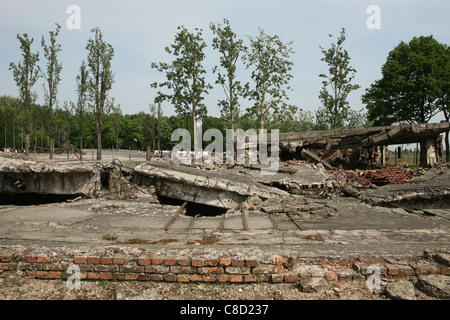 Ruines du crématorium de l'Auschwitz II Birkenau allemand nazi de concentration et d'extermination camp à Oswiecim, Pologne. Banque D'Images