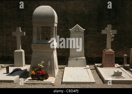 Tombe du ballet russe impresario Serge Diaghilev dans le cimetière de San Michele à Venise, Italie. Banque D'Images