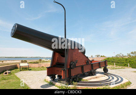 Floride, Gulf Breeze, Gulf Islands National Seashore, Fort Pickens, construit 1829-1834, utilisé jusqu'en 1947 15. Rodman cannon c.1868 Banque D'Images