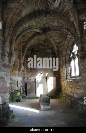 Pierres tombales, Abbaye de Jedburgh Banque D'Images