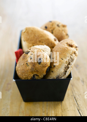Wholemealwalnut et pains aux raisins Banque D'Images