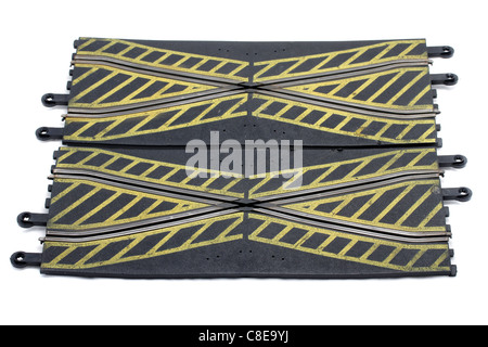 La voie classique Scalectrix paire de liaisons droit standard C182 très utilisées mais en bon état de fonctionnement Banque D'Images