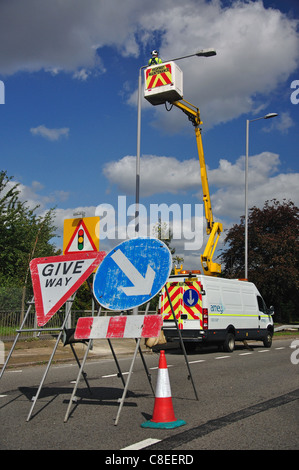 Travaux sur A316 , Route de Twickenham Twickenham, London Borough of Richmond upon Thames, Grand Londres, Angleterre, Royaume-Uni Banque D'Images