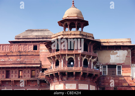 Fort d'Agra, demeure du 17ème siècle de grands Moghols et de Mughal fort à Agra, Inde du Nord Banque D'Images