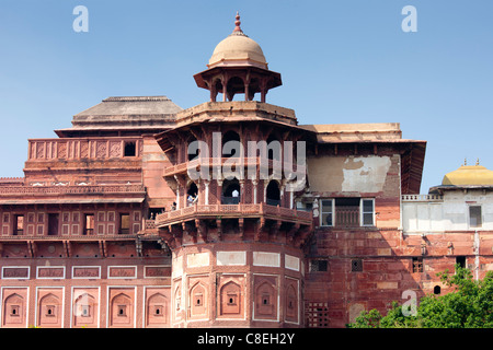 Fort d'Agra, demeure du 17ème siècle de grands Moghols et de Mughal fort à Agra, Inde du Nord Banque D'Images