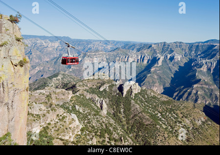 Cable Car à Barranca del Cobre (Canyon du Cuivre, dans l'état de Chihuahua, Mexique Banque D'Images