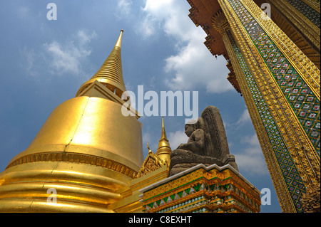 Phra Si Rattana, Chedi, temple, Wat Phra Kaeo, Grand Palais, vieux, ville, ville, Bangkok, Thaïlande, Asie, golden Banque D'Images