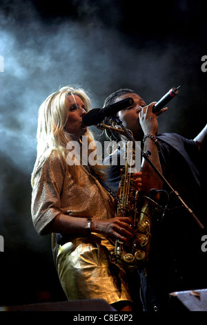 Candy Dulfer sur scène à l'édition 2011 du Festival de Jazz de la mer des Caraïbes. Banque D'Images