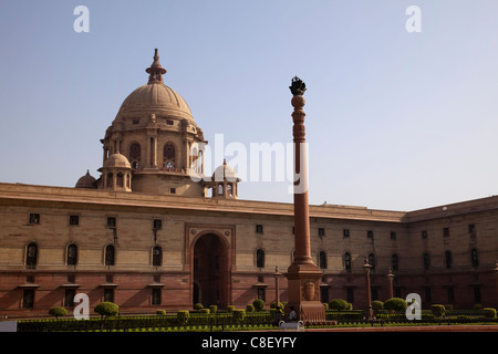 Le Bloc Nord, Vijay Chowk, Delhi, Inde Banque D'Images