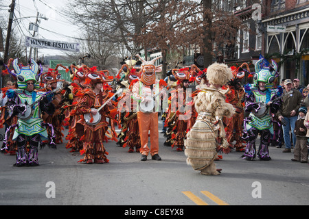 Dans la Mummers parade du festival d'hiver à New Hope en Pennsylvanie Banque D'Images