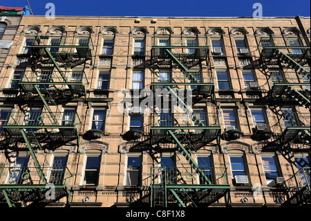 Bleeker Street, Greenwich Village, Manhattan, New York, USA, United States, Amérique latine, la construction d'escaliers, Banque D'Images