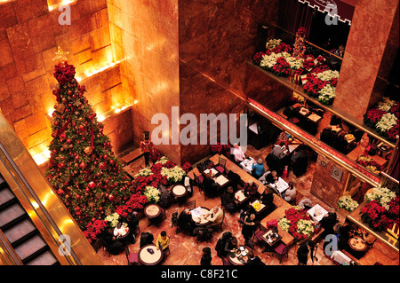 Trump Tower, de l'intérieur, de l'atrium, 5e avenue, Manhattan, New York, USA, United States, Nord, restaurant, Noël Banque D'Images