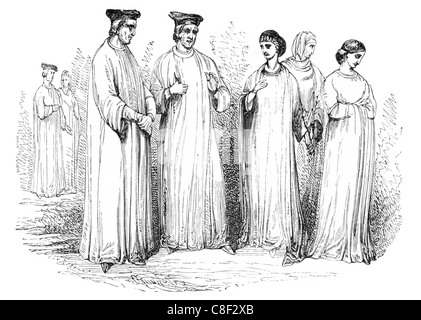 Vérone xive siècle costumes Costumes Vêtements Vêtements Vêtements Vêtements robe robe robe textile textiles tissus tissu Banque D'Images
