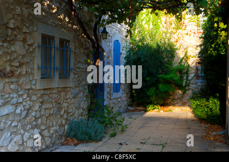 Eygalières, France, Europe, Provence, Bouches-du-Rhône, village, maison, maison, cour intérieure Banque D'Images