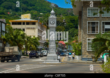 Tour de l'horloge victorienne dans la capitale Victoria, Mahe, Seychelles Banque D'Images