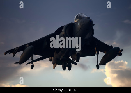 Un avion Harrier AV-8B avec Marine Attack Squadron 214, 265 e Escadron d'hélicoptères maritimes moyennes (renforcé) Banque D'Images