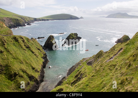 Voir à partir de la Slea Head Drive, péninsule de Dingle, comté de Kerry, Munster, République d'Irlande Banque D'Images