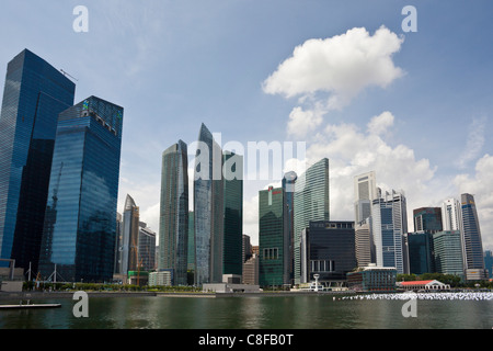 Singapour, Asie, Marina Bay, Skyline, bay, pâtés de maisons, immeubles de grande hauteur, des gratte-ciel Banque D'Images