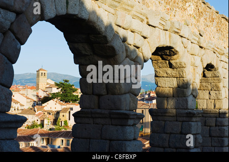 Aqueduc romain du 1er siècle, UNESCO World Heritage Site, Segovia, Madrid, Espagne Banque D'Images