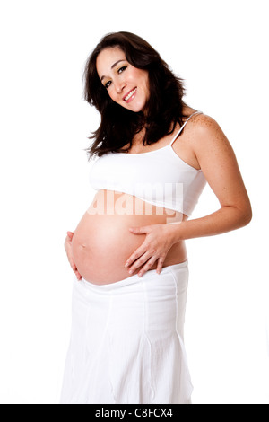 Pregnant woman holding belly Banque D'Images