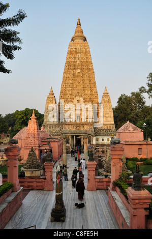 Temple de la Mahabodhi, UNESCO World Heritage Site, Bodh Gaya (Bodhgaya, District de Gaya, Bihar, Inde Banque D'Images