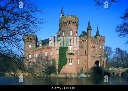 Allemagne, Europe, Bedburg-Hau, Bas-rhin, Rhénanie du Nord-Westphalie, de Till Moyland, château, château fort, Moyland, Tudor, gothique, Banque D'Images