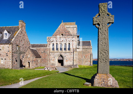 La Croix Saint Martin, magnifique Celtic croix sculptée datant du 8e siècle, l'île d'Iona, Hébrides intérieures, Ecosse, Royaume-Uni Banque D'Images