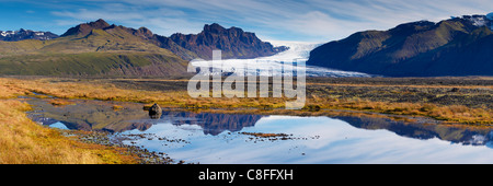 Skaftafellsjokull, langues glaciaires du Vatnajokull ice cap, le parc national de Skaftafell, l'Islande (Islande, Austurland Banque D'Images