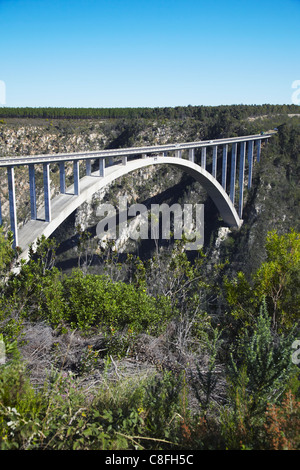 Rivière Bloukrans Bridge, site le plus élevé du monde de Bungy Jump, tempêtes River, Eastern Cape, Afrique du Sud Banque D'Images