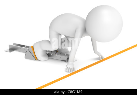 Peu de 3D les droits de l'athlète sur la ligne de départ. Série les gens. Banque D'Images