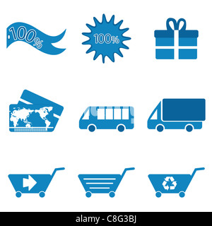 Illustration de shopping icônes sur fond blanc Banque D'Images