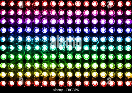 Arc-en-ciel led ampoule éclairage pattern Banque D'Images