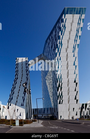 Bella Sky Comwell Hotel au Bella Center. Gratte-ciel moderne spectaculaire dans Ørestaden, Copenhague, dans le quartier le plus récent Banque D'Images