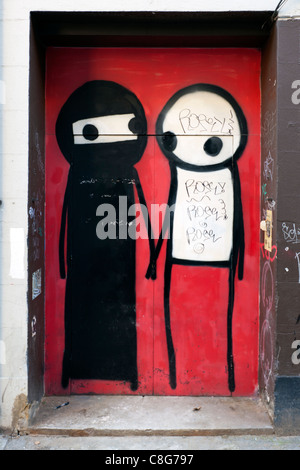 Stik chiffres peints dans une embrasure, Princelet Street, Spitalfields, Londres, Royaume-Uni. Banque D'Images