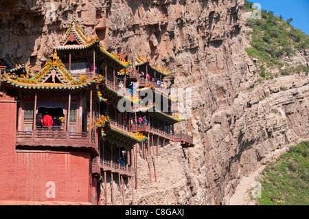 La pendaison (Temple monastère suspendu) près du Mont Heng dans la province de Shanxi, Chine Banque D'Images