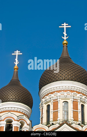 Les tours de la cathédrale Alexandre Nevsky à Tallinn, Estonie, Pays Baltes Banque D'Images