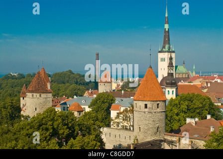 Vue sur la vieille ville de Tallinn, Site du patrimoine mondial de l'UNESCO, l'Estonie, Pays Baltes Banque D'Images