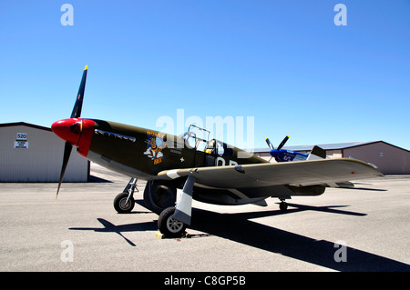 Boise 'Bee', P-51C WW2 fighter à ses débuts à l'aéroport de Nampa Banque D'Images